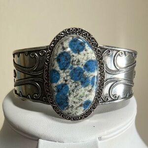 Vintage Style K2 Azurite 925 Gemstone Bangle